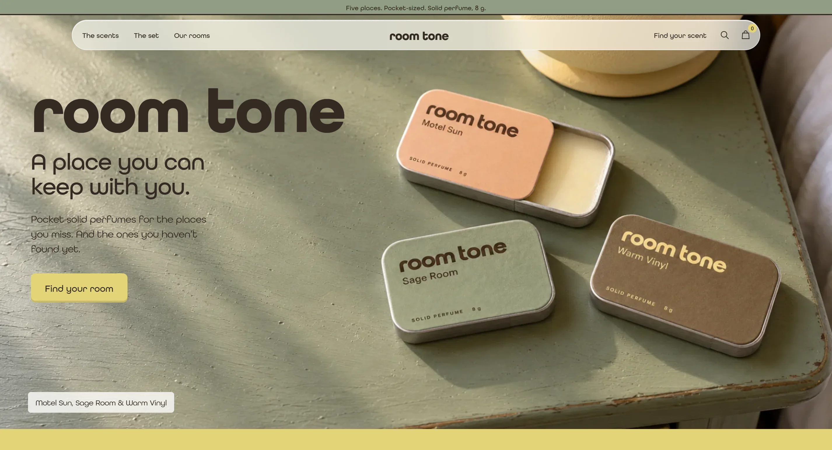 ROOM TONE solid perfume website